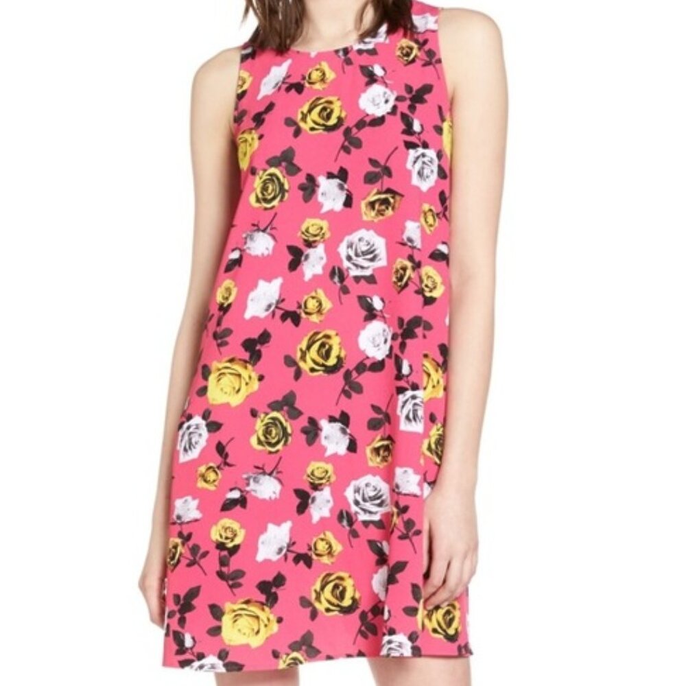 Halogen Pink Floral Shift Dress Size XS Petite